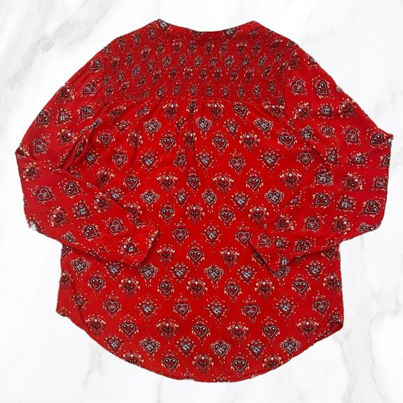 beachlunchlounge Red Heart Patterned Ashley Long Sleeve Button Up, Size S‎ - Picture 4 of 8